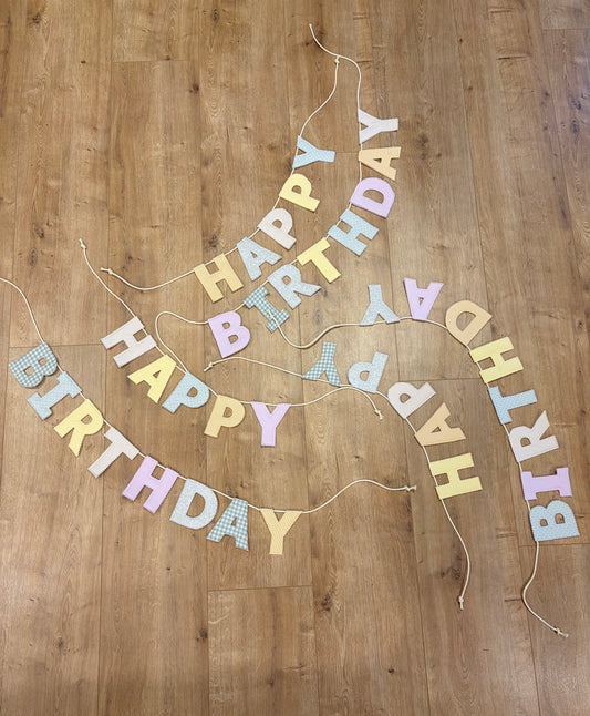 Happy Birthday Garland - Pastels - Ready Made